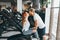 Guy kiss girlfriend on training in gym