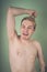 Guy large portrait in hairy armpits