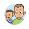 Guy looking at coughing man nearby. Flat design icon. Colorful flat vector illustration. Isolated on white background.