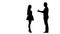 Guy proposes to marry the girl she says no. Silhouette. White background