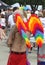 Guy with Rainbow Angel Wings at Indy Pride