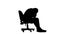 Guy sitting on a chair in a depression. Silhouette. White background