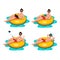 Guy swiming on yellow inflatable ring in swimming pool. Vector cartoon illustration. Summer vacation design elements