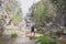 Guy walking in the mountain crossing