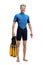 Guy in a wetsuit with snorkeling equipment