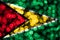 Guyana abstract blurry bokeh flag. Christmas, New Year and National day concept flag