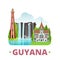 Guyana country design template Flat cartoon style