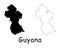 Guyana Country Map. Black silhouette and outline isolated on white background. EPS Vector