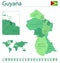 Guyana detailed map and flag. Guyana on world map