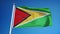 Guyana flag in slow motion seamlessly looped with alpha