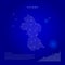 Guyana illuminated map with glowing dots. Dark blue space background. Vector illustration