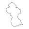 Guyana map of black contour curves on white background of