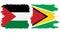 Guyana and Palestine grunge flags connection vector