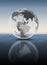 Guyana on translucent globe above water