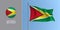 Guyana waving flag on flagpole and round icon vector illustration