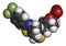 GW501516 endurobol performance enhancing drug molecule illegal. 3D rendering. Atoms are represented as spheres with.