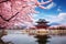 Gyeongbokgung palace with cherry blossom in South Korea, Gyeongbokgung palace with cherry blossom tree in springtime in Seoul city