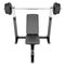 Gym adjustable weight bench with barbell isolated on white