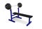 Gym bench with dumbbell barbell weight bodybuilding