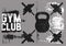 Gym Club typographic vintage grunge poster design with barbells and kettlebell. Retro vector illustration.