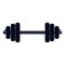 Gym dumbbell symbol isolated blue lines