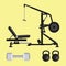 Gym equipment with dumbell kettlebell and lat pull down tools