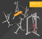 Gym equipment isometric vector illustration