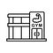 Gym fitness center icon. bodybuilder place illustration with hand muscle symbol. simple monoline graphic