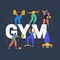 Gym, fitness club hand drawn word concept banner