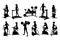 Gym Fitness Equipment Woman Silhouettes Set