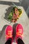 Gym foot paleo diet prepared meal fitness woman