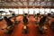 Gym hall with exercise bicycle in cruise ship