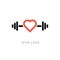 Gym heart logo vector icon. Sport gym love workout training sign