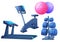 Gym interior object. Sport equipment for fitness - exercise bike and treadmill for running.