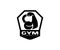 Gym, kettlebell and biceps, logo design. Bodybuilding and fitness, vector design