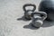 Gym kettlebell weights and medicine ball