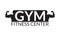 Gym logo with body builder silhouette. Sport and fitness center symbol. Vector illustration