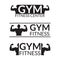 Gym logo set with body builder silhouette. Sport and fitness center symbol. Vector illustration