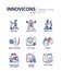 Gym - modern color vector single line icons set