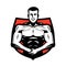 Gym, sport logo or label. Bodybuilder muscles vector illustration