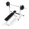 Gym weight bench press and barbell