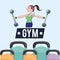 Gym woman trainer dumbbell poster