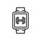 Gym workout tracking smartwatch icon. smart watch with dumbbell symbol. simple monoline graphic