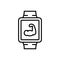 Gym workout tracking smartwatch icon. smart watch with hand muscle symbol. simple monoline graphic