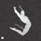 Gymnast. 3D Human Body Model. Black and white grainy dotwork design. Stippled vector illustration