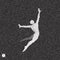 Gymnast. 3D Human Body Model. Black and white grainy dotwork design. Stippled vector illustration