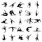 Gymnast athlete silhouette set