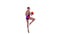 Gymnast circle around himself on one leg. White background. Slow motion