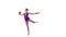 Gymnast circle around himself on one leg. White background. Slow motion