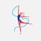 Gymnast girl dance blue ribbon character sportswoman activities cartoon isolated healthy lifestyle concept full length